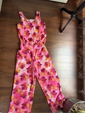 Bar III Pink Floral with Yellow Accents Tank and matching pants